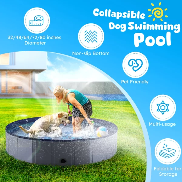 Portable Dog Pool, Foldable Pet Swimming Tub, Anti-Slip Collapsible Pet Bathtub, Hard Plastic Bath Pool for Pets Dogs and Cats - Image 3
