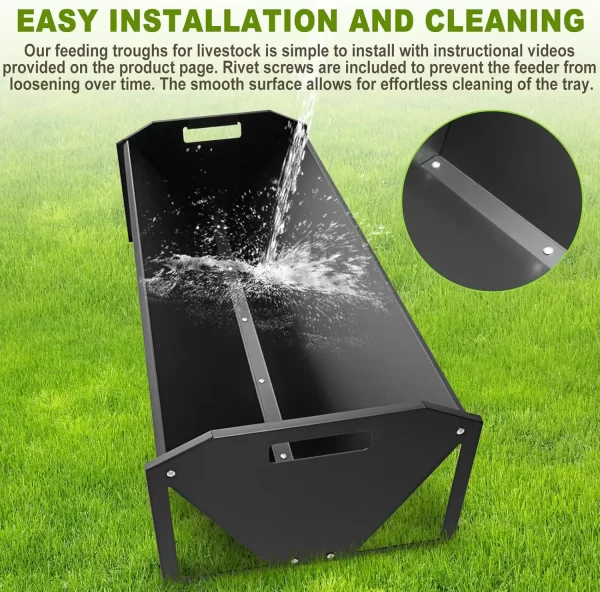Heavy Duty 22 Gallon Capacity Livestock Trough, Galvanized Steel Sheep Feeder Trough for Horse, Goat, Sheep, Cattle, Cow, Alpaca - Image 6