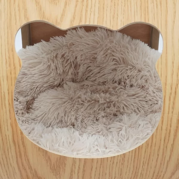 Luxury Cat Pod Bed, Wooden Frame with Clear Acrylic Dome & 3.9" Thick Cushion, Supports 18.7lb Pets (Ventilation Holes) - Image 5