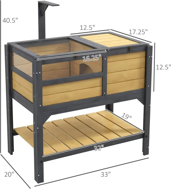 Tortoise Habitat with Shelf Storage, Tortoise Enclosure w/Weather Protection, Tortoise Gift Accessory, Reptile Enclosure w/ Tray - Image 6
