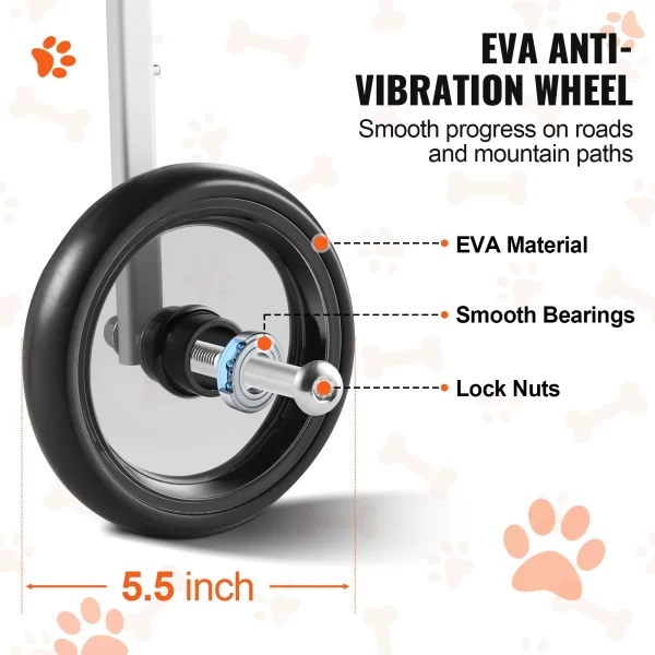VEVOR 2 Wheels Dog Wheelchair for Back Legs Pet Wheelchair Dog Cart/Wheelchair for Injured Disabled Paralysis Hind Limb Weak Pet - Image 6
