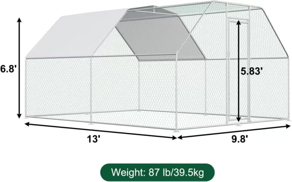 Large Metal Chicken Coops for 20 Chickens  Waterproof and Anti-UV Chicken Pens Outdoor with Top Silver(13' L × 9.8' W × 6.8' H) - Image 6