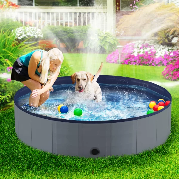 Portable Dog Pool, Foldable Pet Swimming Tub, Anti-Slip Collapsible Pet Bathtub, Hard Plastic Bath Pool for Pets Dogs and Cats - Image 4