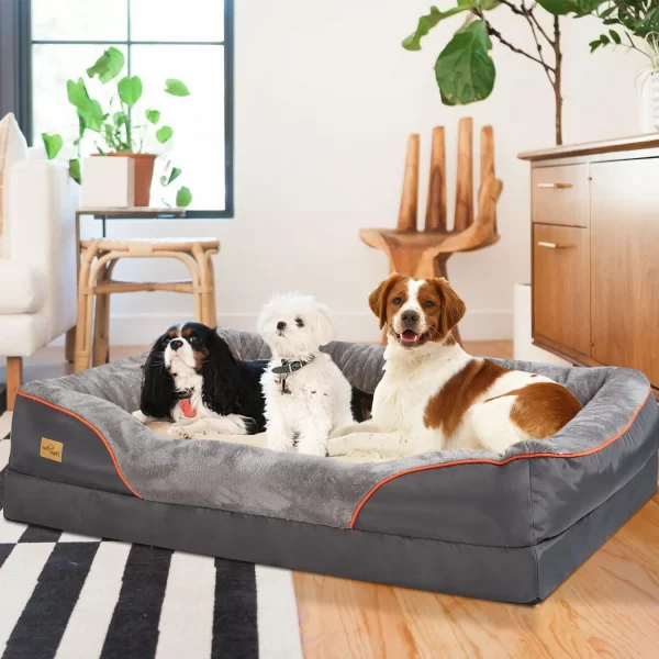 XL & 2XL Dog Bed Super Soft Orthopedic Foam Pet Bed Sleeping Mat with Cotton-padded Bolster and Removable Cover - Image 7