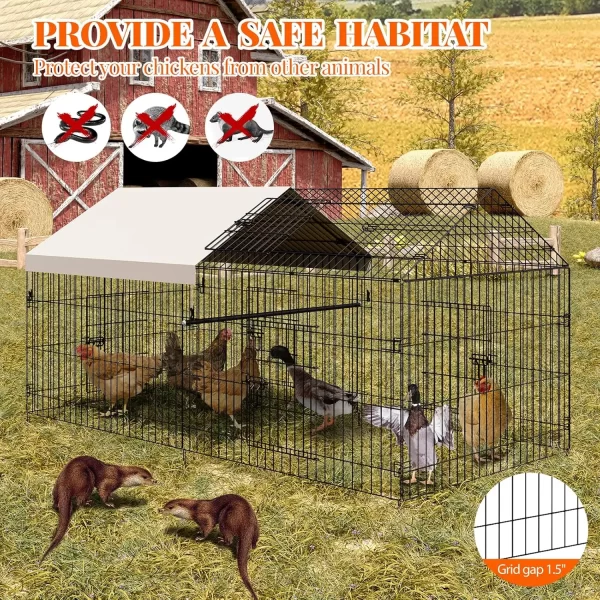 Metal Chicken Coop, Metal Chicken Cage For Outdoor Backyard Farm Rabbit Duck, Portable Poultry Cage, Chicken Run For Yard - Image 3