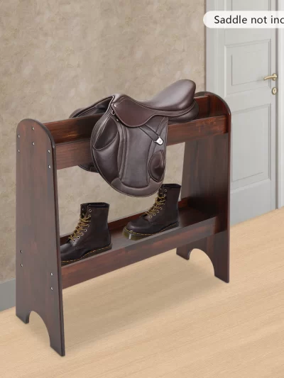 Wooden Saddle Rack Ideal Saddle Stand for Horse Gear and Horse Tack Organizers Saddle Rack with Shelf 31.8*30*11.2 Inch