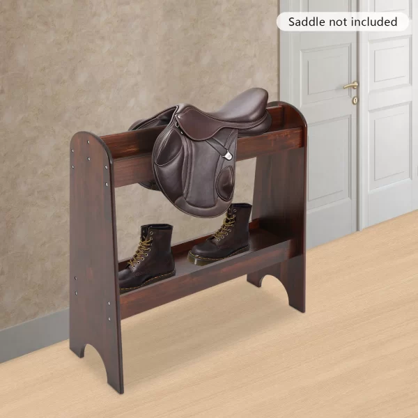 Wooden Saddle Rack Ideal Saddle Stand for Horse Gear and Horse Tack Organizers Saddle Rack with Shelf 31.8*30*11.2 Inch