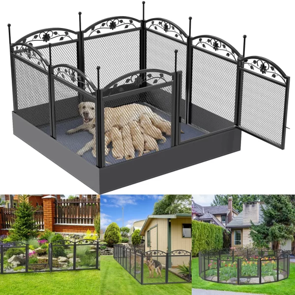 Dog Playpen Fence Detachable Play Pen Exercise Puppy Kennel Cage Dogs Supplies Dog Fences 8 Panels with Waterproof Pad - Image 3