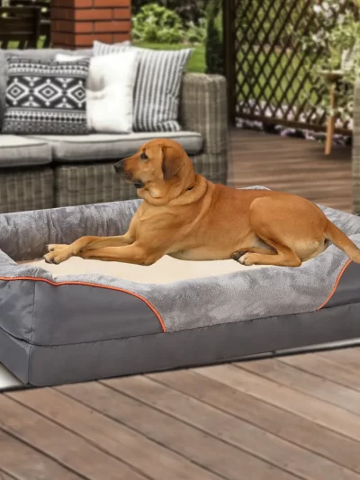 XL & 2XL Dog Bed Super Soft Orthopedic Foam Pet Bed Sleeping Mat with Cotton-padded Bolster and Removable Cover