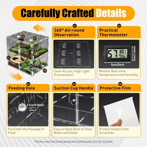 4 Grids Acrylic Pet Reptile Cage Breeding Box Terrarium Lizard Insect Climbing Spider Snake Tank Clear - Image 5