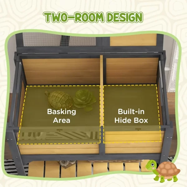 Tortoise Habitat with Shelf Storage, Tortoise Enclosure w/Weather Protection, Tortoise Gift Accessory, Reptile Enclosure w/ Tray - Image 2