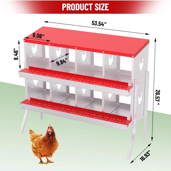 Chicken Nesting Box with Bracket Legs 6/8/10 Compartment Mental Chicken Laying Boxes for Chicken Coop Hens - Image 11