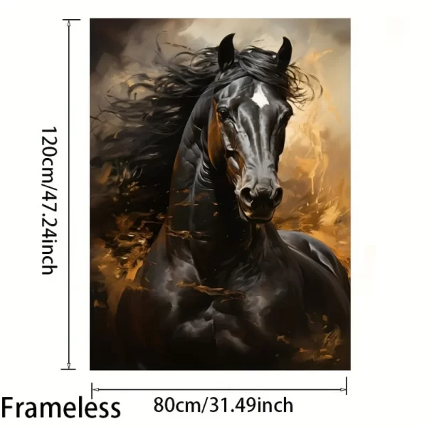 1 Black horse running canvas print, frameless mural poster, modern riding theme decoration, suitable for bedroom and living room - Image 3