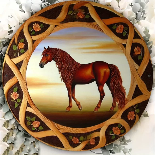 7.8" Iron Wall Decor Plaque with Horse Design - High-Definition 2D Print, Durable, Ideal for Home, Garden, Porch Decoration - Image 5