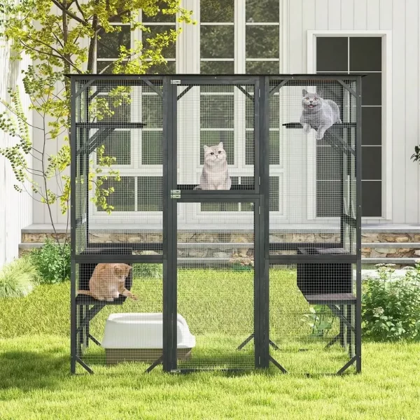71" Indoor Outdoor Large Cat House Weatherproof Catio Kitten Enclosure - Image 2