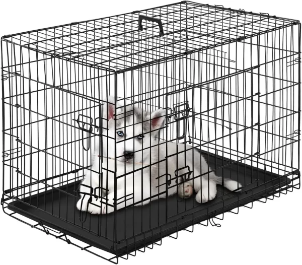 Large Dog Crate Kennel for Medium Large Dogs Metal Dog Cage Double-Door Folding Travel Indoor Outdoor Puppy Playpen - Image 9