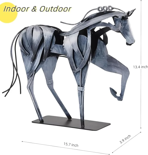 Horse Statue-Unique Rustic Decor for Office&Home -Hand-Painted Metal Sculpture - Perfect Handicraft Gift for Horse Lovers (Grey) - Image 6