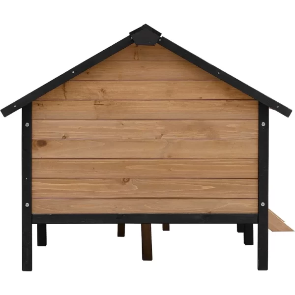Outdoor Large Kennel Dog Crate - Wooden House with Window Cabin House Style Wooden Dogs Kennel with Porch Patio  Bed - Image 6