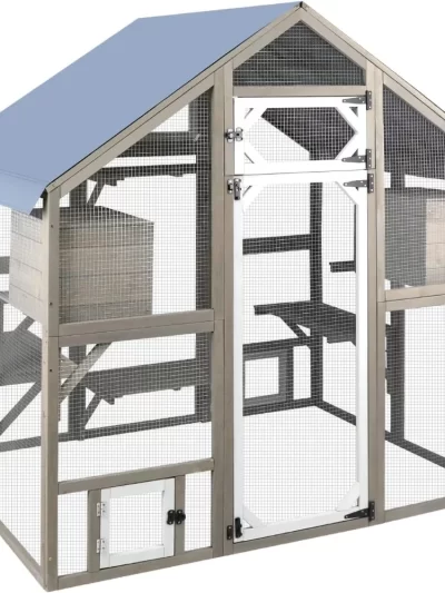 Cat Catio Outdoor Enclosure Outside Patio Large Catio House for Indoor 2-3 Cats Weatherproof Wooden Walk in Kitty Kennel