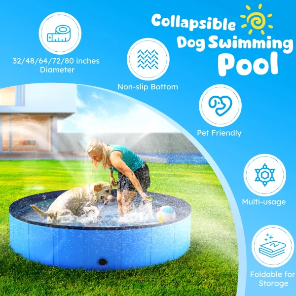 Portable Dog Pool, Foldable Pet Swimming Tub, Anti-Slip Collapsible Pet Bathtub, Hard Plastic Bath Pool for Pets Dogs and Cats - Image 6