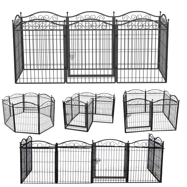 8 Panels Heavy Duty Metal Dog Panel Foldable Pet Playpen Indoor Outdoor Garden Dog Puppy Fence with Gate - Image 6