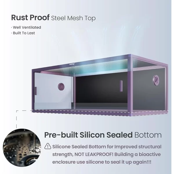 85 Gallon Reptile Tank Front Opening Glass Snake Terrarium Easy Maintenance Reptile Enclosure with Ventilation Perfect Lizard - Image 6