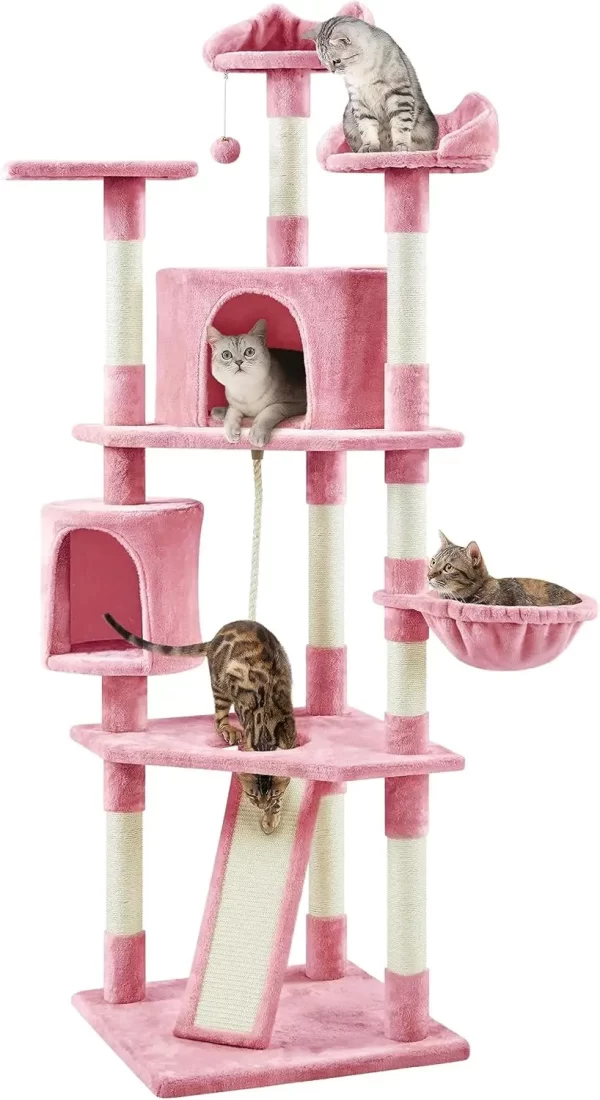 Cat Trees Indoor Cat Tower with Sisal-Covered Scratching Posts, Plush Perches and Condo for Kittens, Cats and Pets - Dark Gray - Image 11