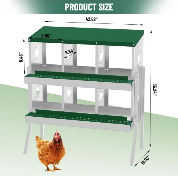 Chicken Nesting Box with Bracket Legs 6/8/10 Compartment Mental Chicken Laying Boxes for Chicken Coop Hens - Image 10