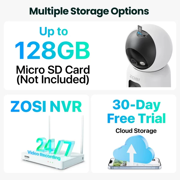 ZOSI C528 6MP/4MP HD Dual-Lens Indoor Wi-Fi Security Camera Plug-in 360° Views Pan/Tilt Home Surveillance Baby/Animal Monitor - Image 7