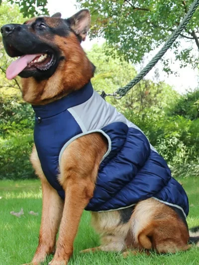 Winter Dog Coat With Reflective Strip For Pet Hoodie Dog Puppy Cold Jacket Waterproof Windproof Thick Dog Padded Vest XL-6XL