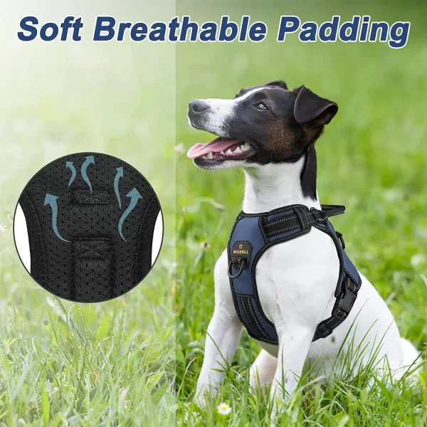 MASBRILL Dog Harness No Pull Nylon Adjustable Reflective Dog Vest Harness 2 Metal Leash Hooks Easy Control Handle Walking - Image 6