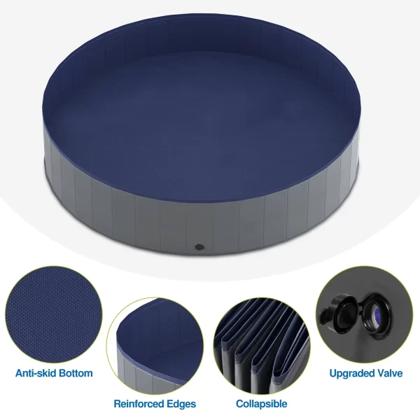 Portable Dog Pool, Foldable Pet Swimming Tub, Anti-Slip Collapsible Pet Bathtub, Hard Plastic Bath Pool for Pets Dogs and Cats - Image 5