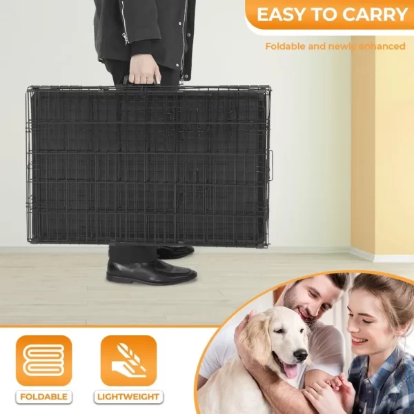 Large Dog Crate Kennel for Medium Large Dogs Metal Dog Cage Double-Door Folding Travel Indoor Outdoor Puppy Playpen - Image 5