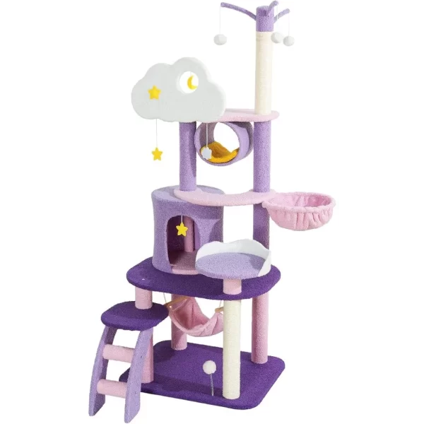 Cute Tower, Unique Cat Tree Large Tall for Indoor , Cloud Big Cat Tree Cat Castle Mansion Condo for Large Activity Trees - Image 2