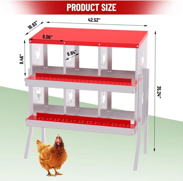 Chicken Nesting Box with Bracket Legs 6/8/10 Compartment Mental Chicken Laying Boxes for Chicken Coop Hens - Image 9