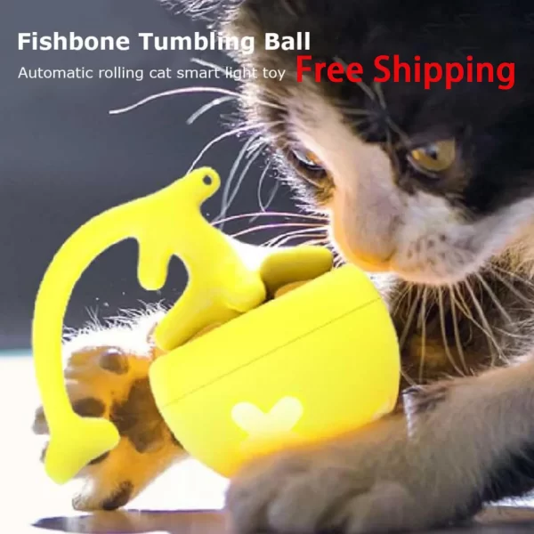 Pet toy fish bone spinning ball for cats to relieve boredom, automatic electric cat teasing toy ball - Image 2