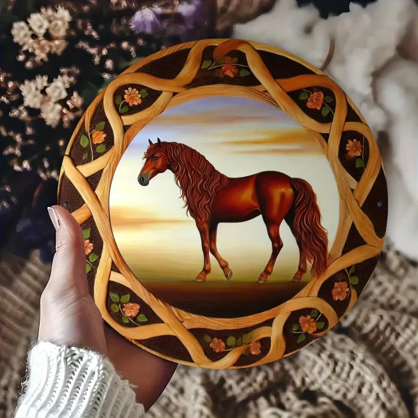 7.8" Iron Wall Decor Plaque with Horse Design - High-Definition 2D Print, Durable, Ideal for Home, Garden, Porch Decoration - Image 4