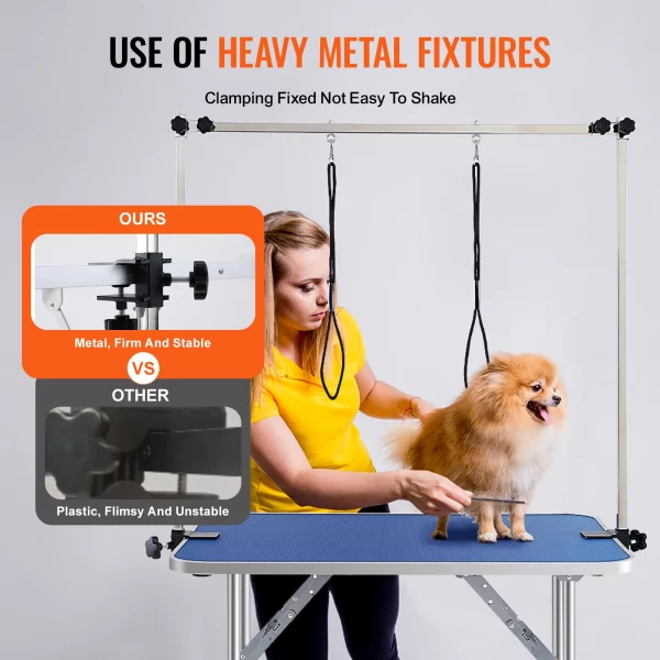 SucceBuy Pet Grooming Table Two Arms with Clamp Dog Grooming Station Foldable Stand for Medium Small Dogs with Grooming Loop - Image 4