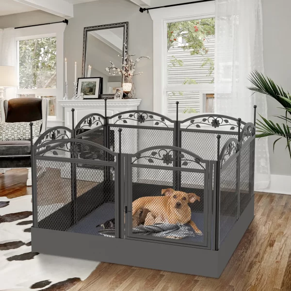 Dog Playpen Fence Detachable Play Pen Exercise Puppy Kennel Cage Dogs Supplies Dog Fences 8 Panels with Waterproof Pad - Image 2