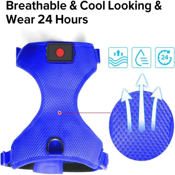 Illuminated Reflective Blue Glowing LED Dog Harness with Adjustable Soft Padded Design - No-Pull, USB Rechargeable - Image 4