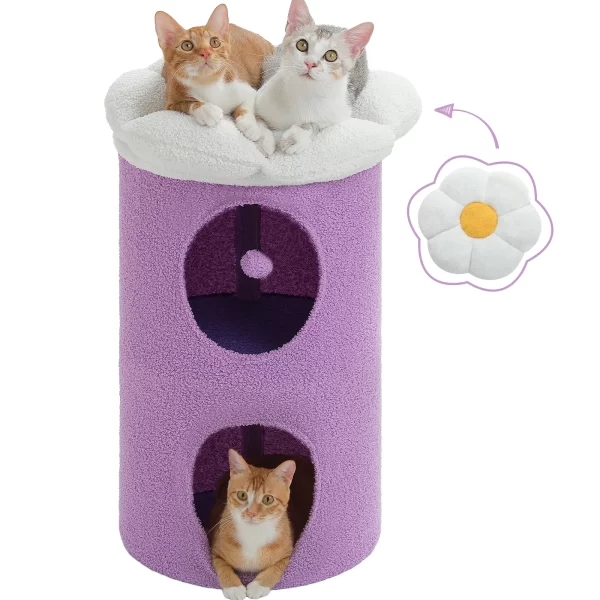2-Story Cat Beds for Indoor Cats Large Cat House with Removable Flower Cat Bed, Cute Cat Cave Cat Hideaway Indoor Cat Condo - Image 8