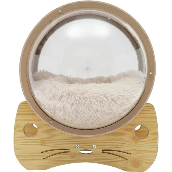 Luxury Cat Pod Bed, Wooden Frame with Clear Acrylic Dome & 3.9" Thick Cushion, Supports 18.7lb Pets (Ventilation Holes) - Image 4