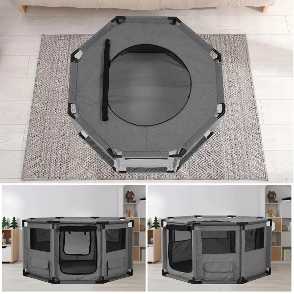 Playpen 120x120x64.5cm, Animal Playpen with Storage Bags, Cage with Waterproof Base. - Image 2