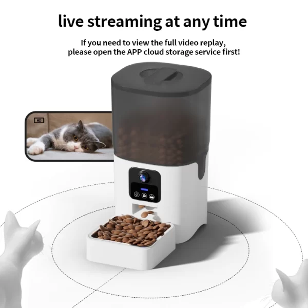 PAPIFEED cat automatic feeder visual cat food dog food wi-fi, 24h live streaming video intelligent timed quantitative pet food dispenser 6L (2 models available) - Image 4