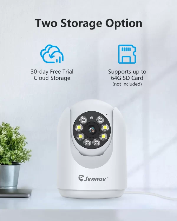 Jennov 2Pcs 2K Pan/Tilt Indoor Home Security Cameras - 2.4 GHz Animal Camera, Wi-Fi Baby Camera Monitor, Auto Tracking - Image 6