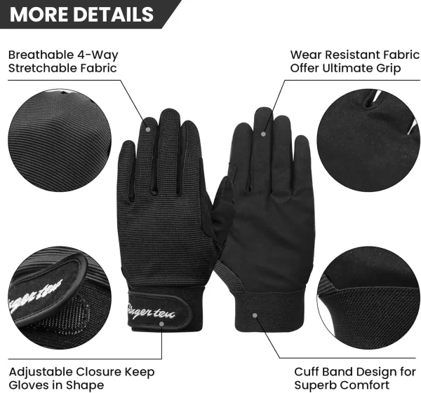 Horse Riding Gloves Equestrian for Girls and Boys Mesh Breathable Lightweight, Multiple colors and sizes available - Image 4