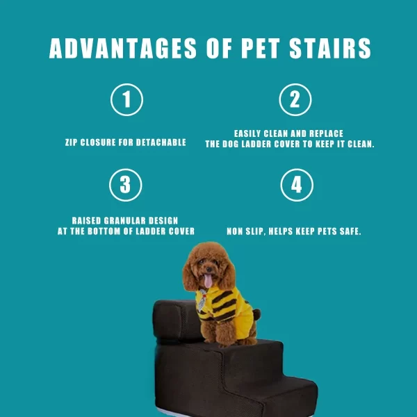 Pet Ladder Cover Non-Slip Detachable Zippered Mesh Fabric Stairs Cover Washable Dog Ramp Stair Cover - Image 4