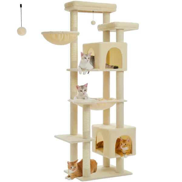 Large Cat Tree Tall Cat Tower for Indoor Cats Multi-Level Plush Cat Condo with Scratching Posts Scratching Boards - Image 15