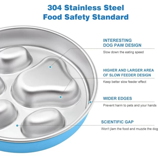 Non-Slip Stainless Steel Slow Feeder Bowl Dogs Promotes Healthy Eating Speeds Reduces Bloating Suitable Small Medium Breeds - Image 4