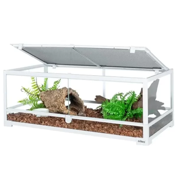 36 Gallon Reptile Tank Enclosure Tempered Glass Terrarium Lizards Amphibians Front Opening Security Lock Design - Image 2